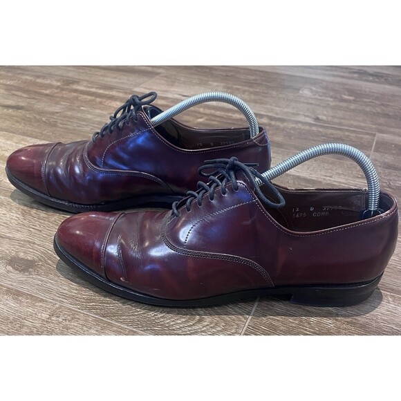 Allen Edmonds Park Avenue Oxfords Men’s 12 Burgundy Leather Cap Toe5675 Shoes